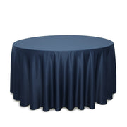 120 inch L'amour Satin Round Tablecloth Navy Blue