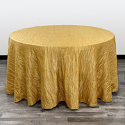 108 Inch Round Crinkle Taffeta Tablecloth Gold - Bridal Tablecloth