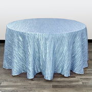 132 Inch Round Crinkle Taffeta Tablecloth Light Blue