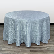 132 Inch Round Crinkle Taffeta Tablecloth Light Blue