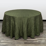 132 Inch Round Crinkle Taffeta Tablecloth Olive Green