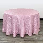108 Inch Round Crinkle Taffeta Tablecloth Pink