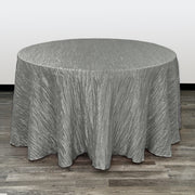 108 Inch Round Crinkle Taffeta Tablecloth Dark Silver - Bridal Tablecloth
