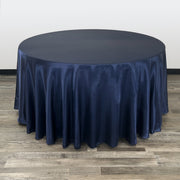 120 inch Round Satin Tablecloth Navy Blue - Bridal Tablecloth