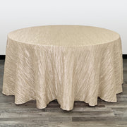 132 inch Crinkle Taffeta Round Tablecloth Champagne - Bridal Tablecloth