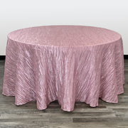 132 Inch Round Crinkle Taffeta Tablecloth Dusty Rose - Bridal Tablecloth