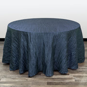 132 inch Crinkle Taffeta Round Tablecloth Navy Blue - Bridal Tablecloth