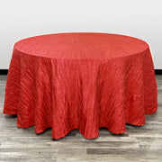 132 inch Crinkle Taffeta Round Tablecloth Red - Bridal Tablecloth