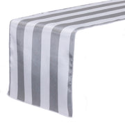 14 x 108 inch Satin Table Runner Gray and White Striped - Bridal Tablecloth