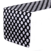 14 x 108 inch Satin Table Runner Black and White Polka Dots - Bridal Tablecloth