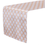 14 x 108 inch Satin Table Runner Peach and White Polka Dots - Bridal Tablecloth