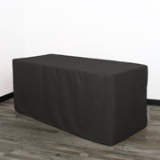 4 FT X 24 Inches Rectangular Fitted Polyester Tablecloth Black