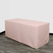 4 FT X 24 Inches Rectangular Fitted Polyester Tablecloth Blush
