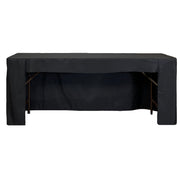 8 ft x 30 inches Fitted Polyester Rectangular Tablecloth Open Back Black