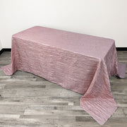 90 x 132 Inch Rectangular Crinkle Taffeta Tablecloth Dusty Rose - Bridal Tablecloth