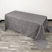 90 x 132 inch Crinkle Taffeta Rectangular Tablecloth Platinum - Bridal Tablecloth