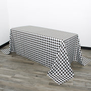 90 x 132 inch Polyester Rectangular Tablecloth Checkered Black
