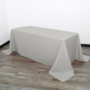 90 x 156 inch Polyester Rectangular Tablecloth Silver