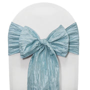 Crinkle Taffeta Chair Sashes Dusty Blue (Pack of 10) - Bridal Tablecloth