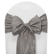 Crinkle Taffeta Chair Sashes Platinum (Pack of 10) - Bridal Tablecloth