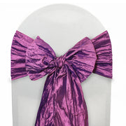 Crinkle Taffeta Chair Sashes Purple (Pack of 10) - Bridal Tablecloth