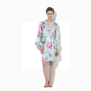 Kimono Silk Bridesmaid Floral Robe Mint
