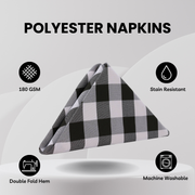 20 inch Polyester Cloth Napkins Checkered Black (Pack of 10)