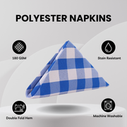 20 inch Polyester Cloth Napkins Checkered Royal Blue (Pack of 10)