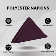 20 inch Polyester Cloth Napkins Eggplant (Pack of 10)