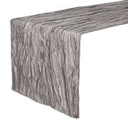 14 x 108 inch Crinkle Taffeta Table Runner Platinum / Dark Silver - Bridal Tablecloth