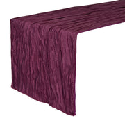 14 x 108 inch Crinkle Taffeta Table Runner Eggplant - Bridal Tablecloth