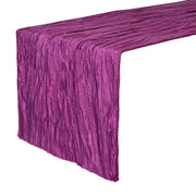 14 x 108 inch Crinkle Taffeta Table Runner Purple - Bridal Tablecloth