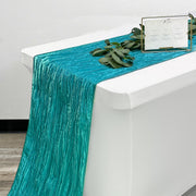 14 x 108 inch Crinkle Taffeta Table Runner Teal