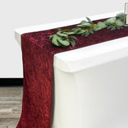 14 x 108 Inch Crushed Velvet Table Runner Burgundy