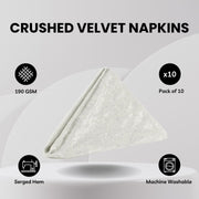 10 Pack 20 Inch Crushed Velvet Cloth Napkins Ivory