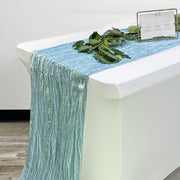14 x 108 Inch Crinkle Taffeta Table Runner Dusty Blue