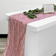 14 x 108 Inch Crinkle Taffeta Table Runner Dusty Rose