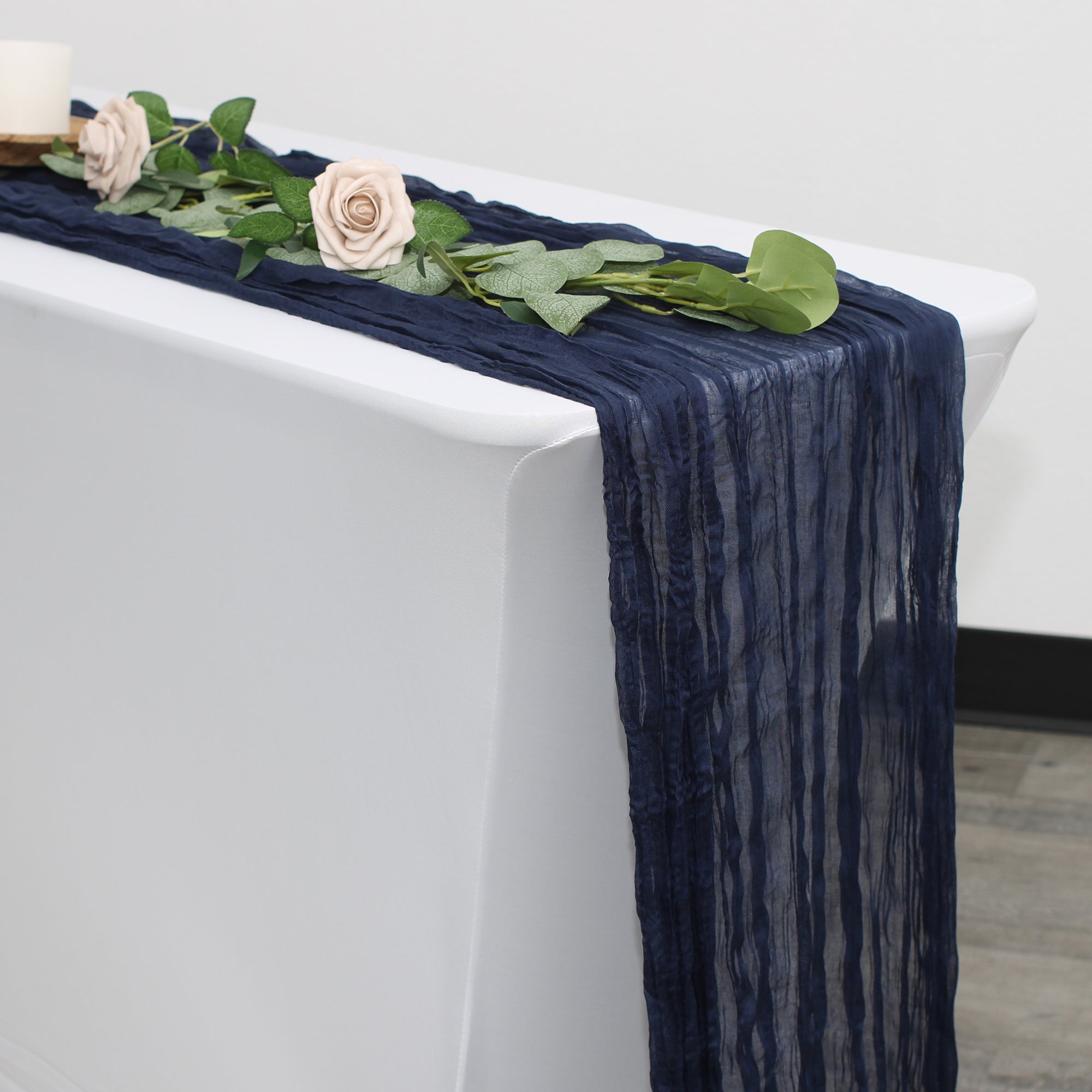35 in. X 10 ft. Gauze Cheesecloth Table Runner Navy Blue 35 in. X 10 ft. Gauze Cheesecloth Table Runner Navy Blue
