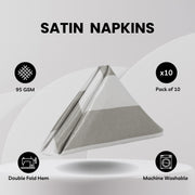 20 inch Satin Cloth Napkins Dark Silver and Gray and White Striped (Pack of 10)