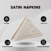20 inch Satin Cloth Napkins Ivory (Pack of 10)