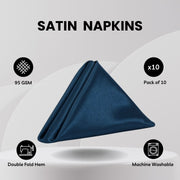 20 inch Satin Cloth Napkins Navy Blue (Pack of 10)