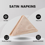 20 inch Satin Cloth Napkins Peach (Pack of 10)