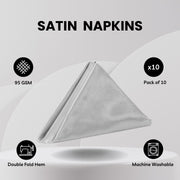 20 inch Satin Cloth Napkins Silver (Pack of 10)