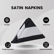 20 inch Satin Cloth Napkins Black/White Striped (Pack of 10)