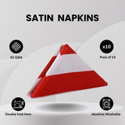 20 inch Satin Cloth Napkins Red and White Striped (Pack of 10)