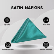 20 inch Satin Cloth Napkins Teal (Pack of 10)