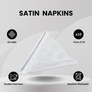 20 inch Satin Cloth Napkins White (Pack of 10)