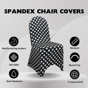 Stretch Spandex Banquet Chair Cover Black and White Polka Dot