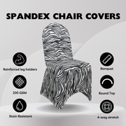 Stretch Spandex Banquet Chair Cover Black and White Zebra