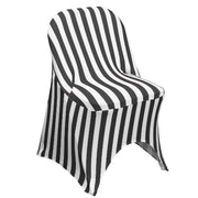 Stretch Spandex Folding Chair Covers Striped Black and White